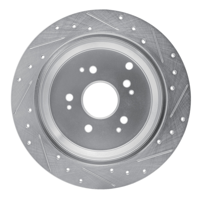 Honda Odyssey Brake Rotor (1) - Rear Left - R1 Concepts - Drilled & Slotted - Silver - `02-`04
